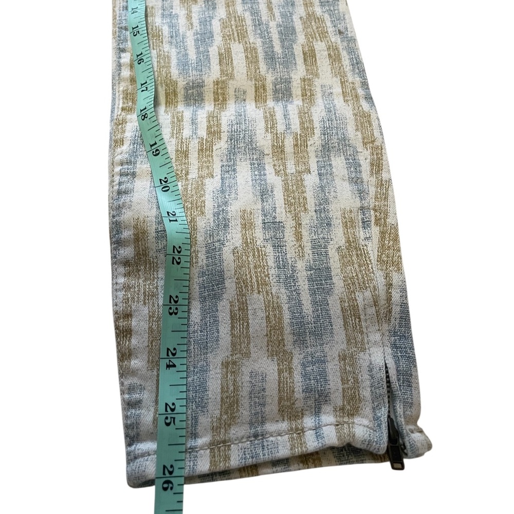 Free People Skinny Jeans,Off-White,tan  Gold,Grey Pattern, zipper ankles,Size 30 - Picture 7 of 8